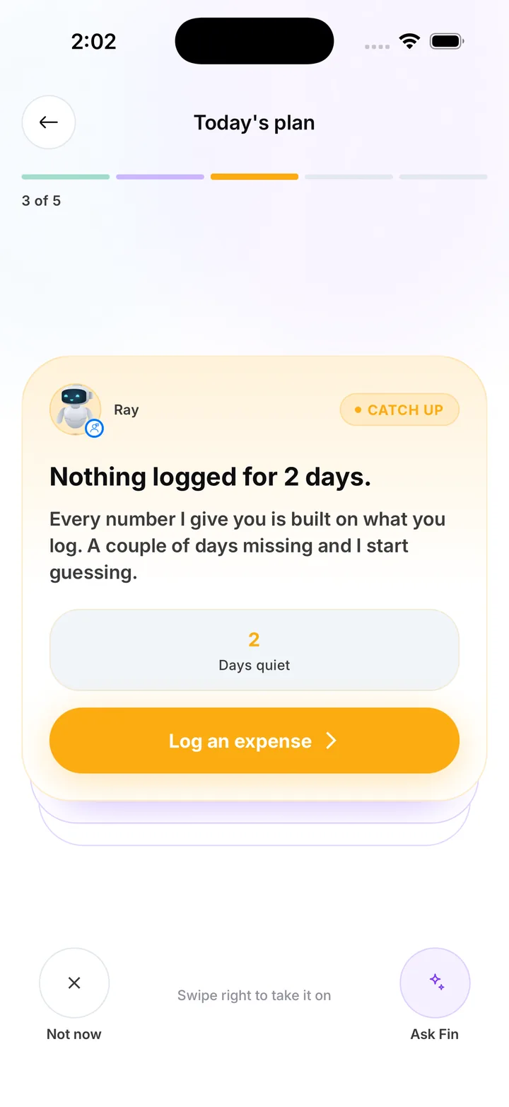 Coach card: Nothing logged for 2 days